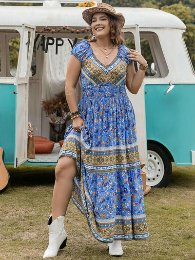 Azure Meadow Boho Maxi Dress - Plus Size - The Rogue Daisy