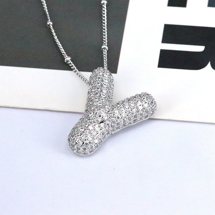 Sparkling Initial Bubble Necklace - M-Z