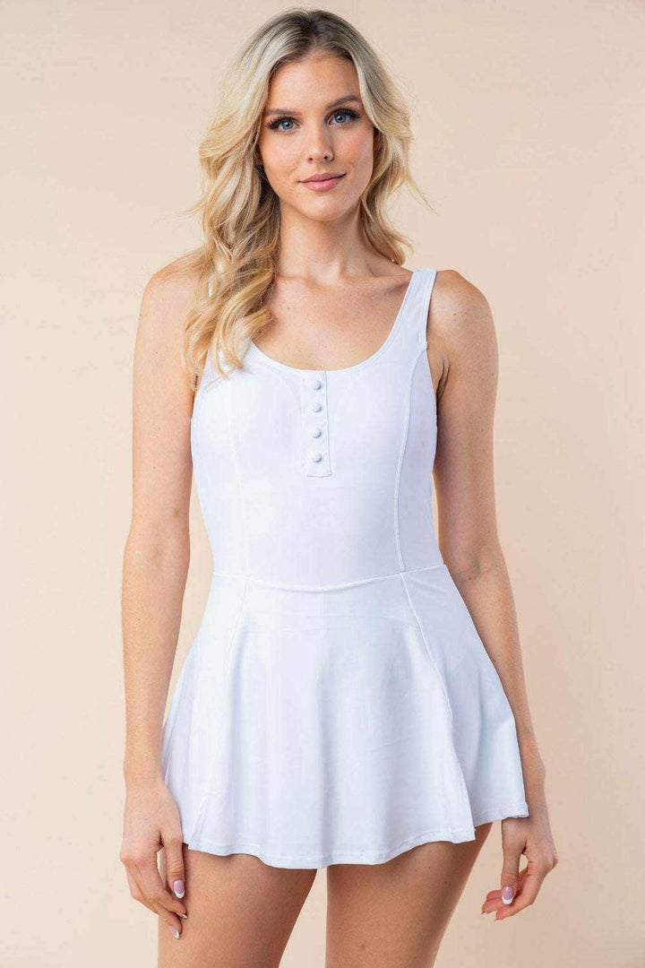 White Birch Performance Knit Swim Dress.