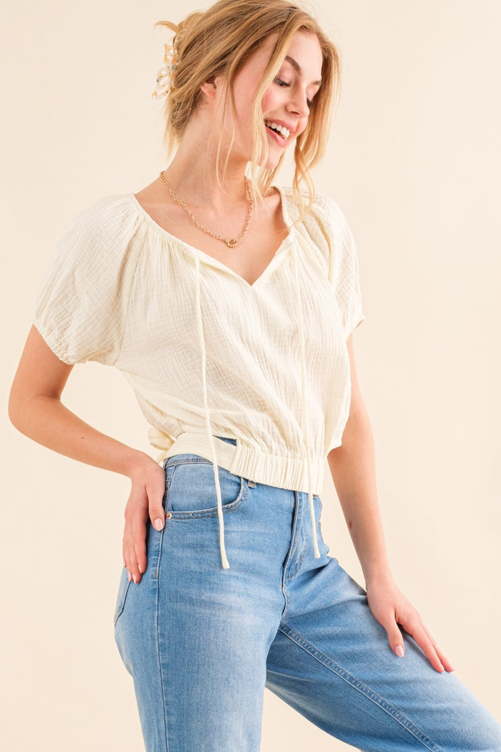 Tie Back Cropped Blouse