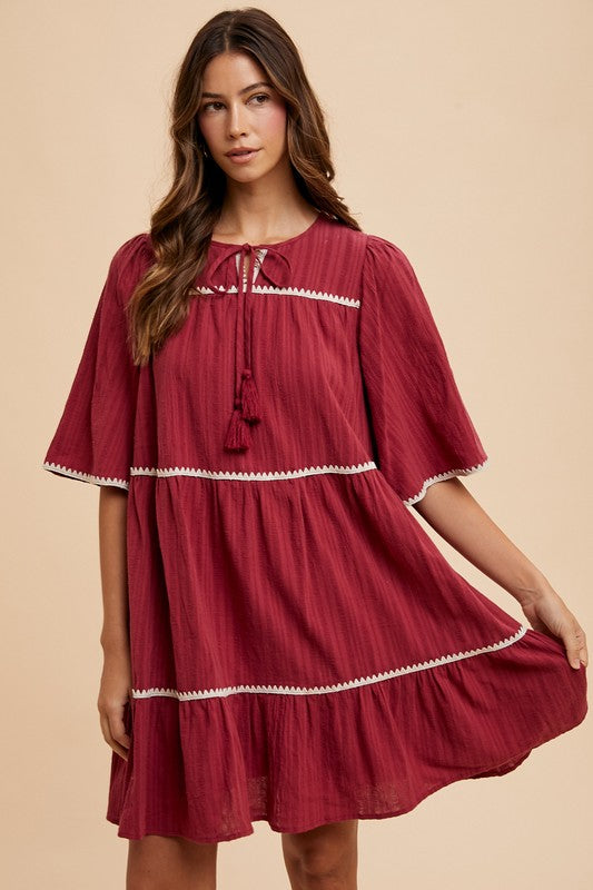 Burgandy Tassel Dress