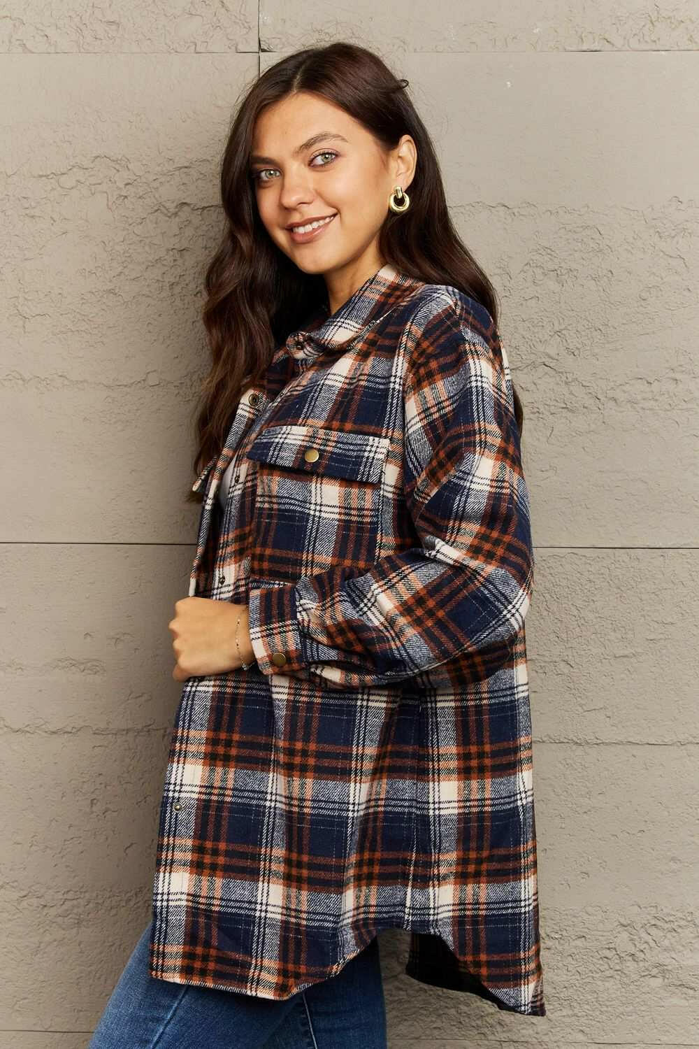 Plaid Long Sleeve Shacket.