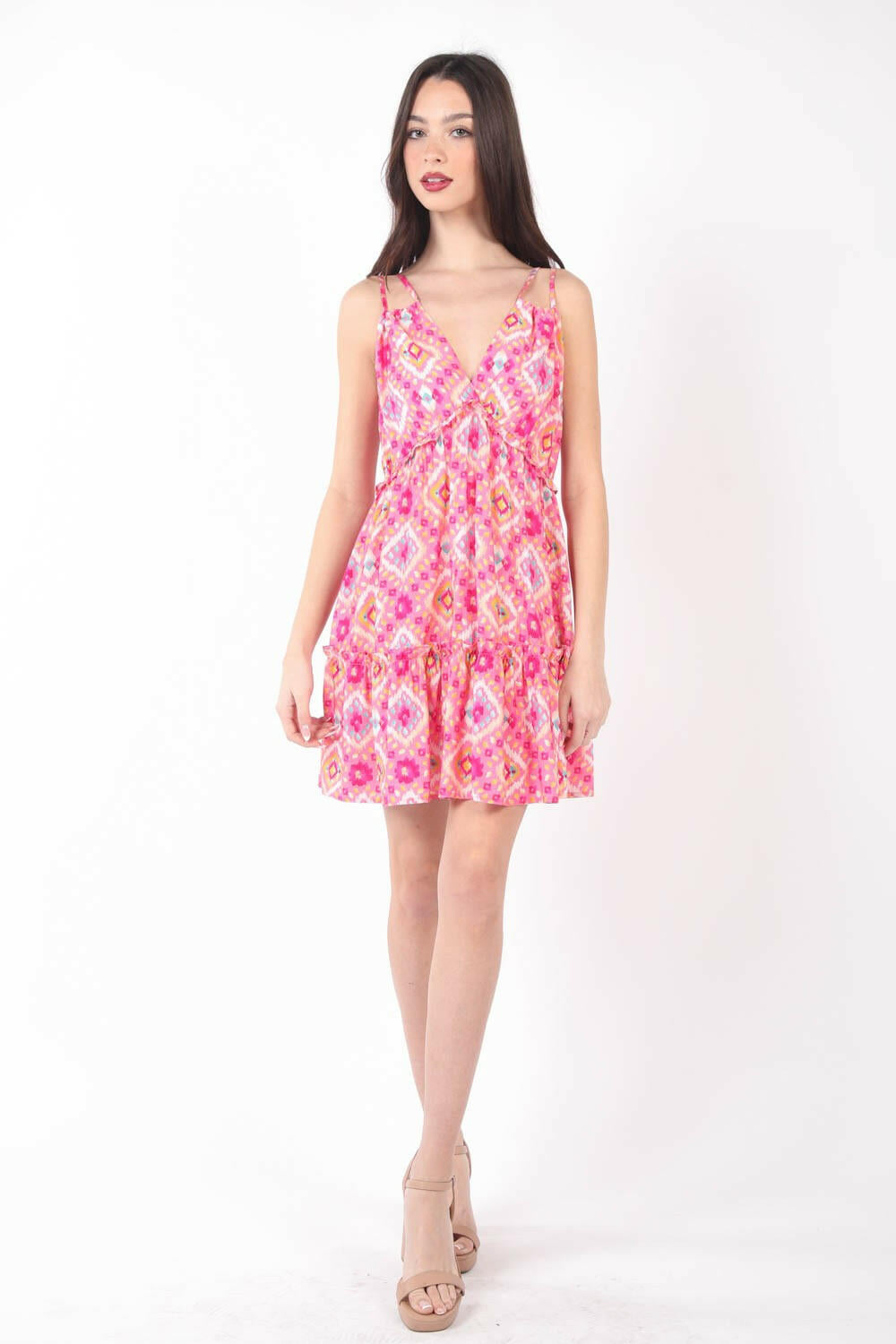 VERY J Floral Back Smocked Ruffled Mini Dress.