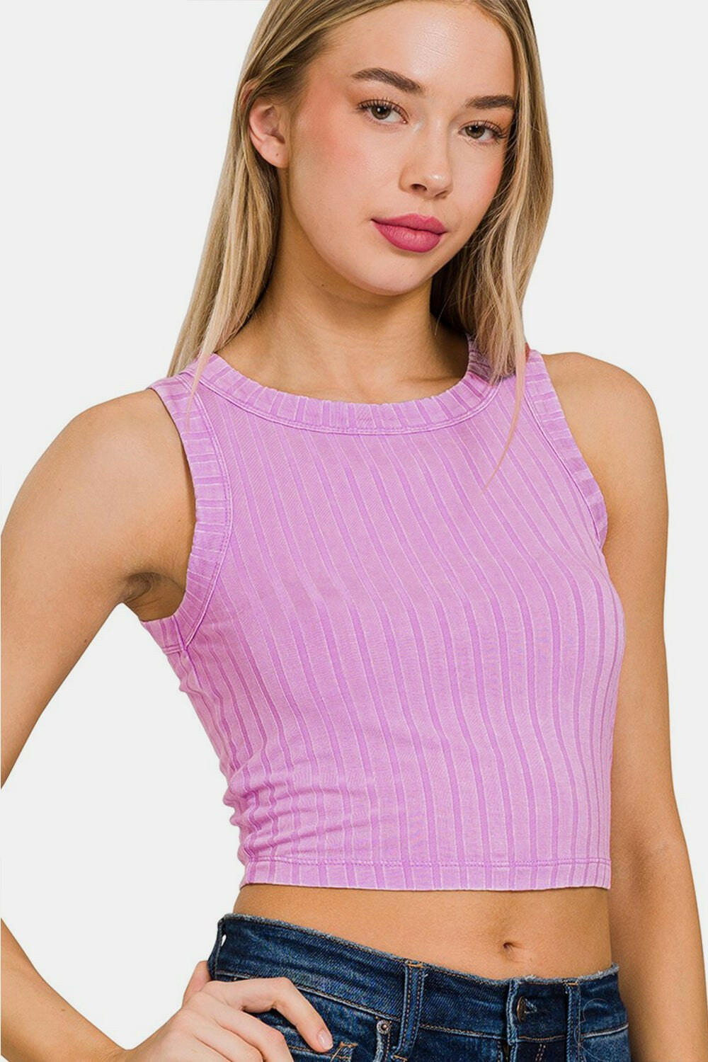 Zenana Ribbed Cropped Tank.