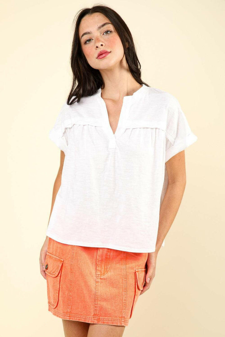 Nochted Short Sleeve Washed V-Neck T-Shirt