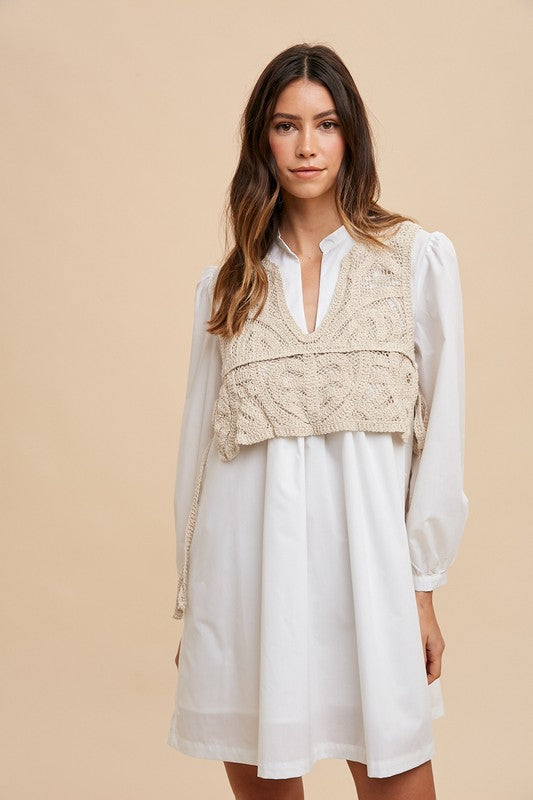 Ivory Stitch Shirt Dress