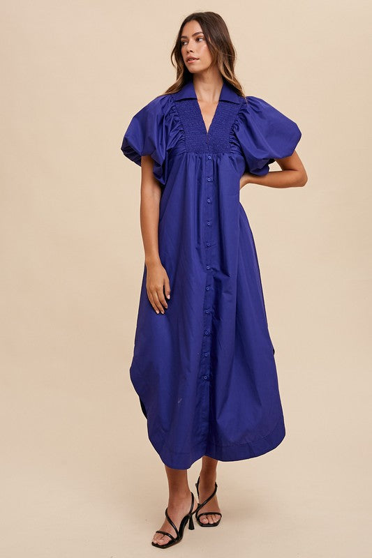 Royal Smock Midi Dress