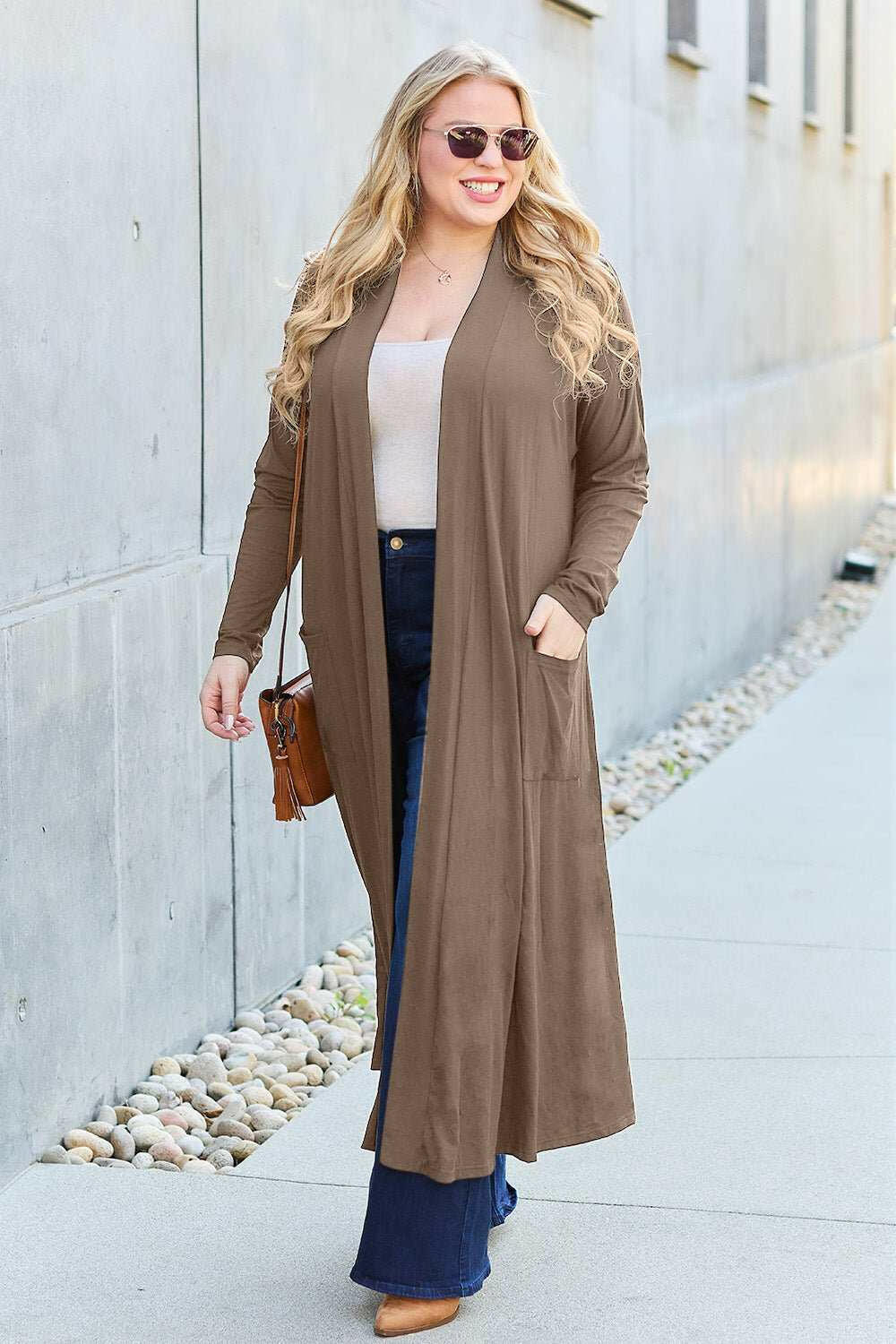 Basic Bae Open Front Long Sleeve Duster - Full Size - The Rogue Daisy