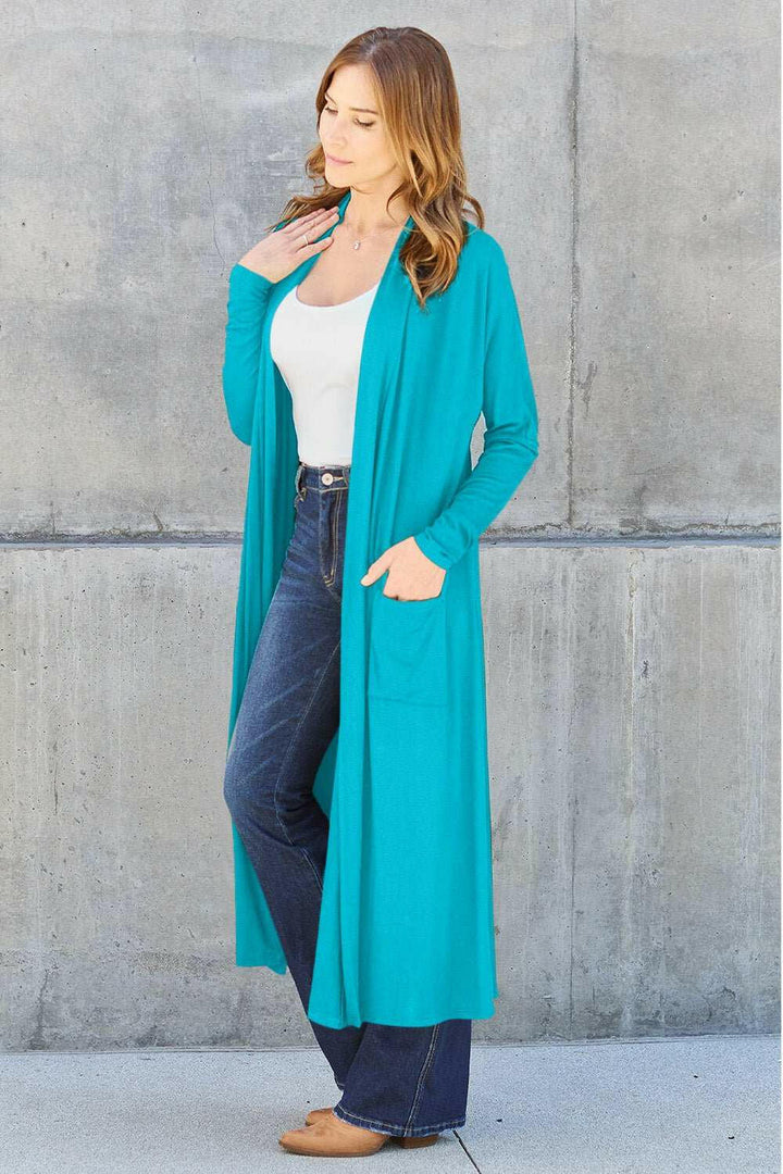 Basic Bae Open Front Long Sleeve Duster - Full Size - The Rogue Daisy