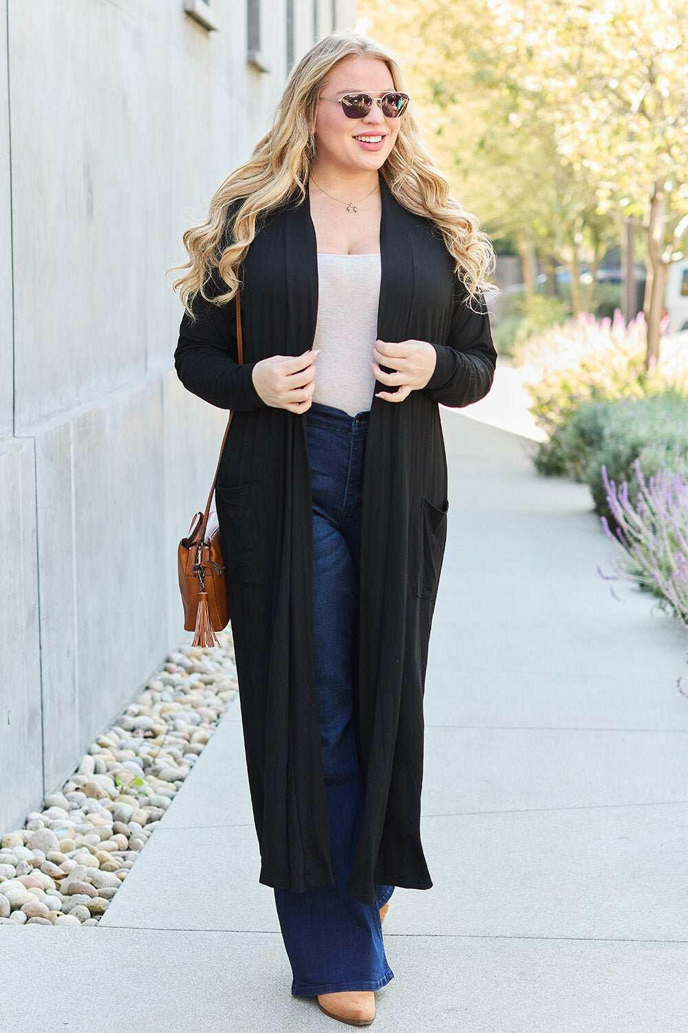 Basic Bae Open Front Long Sleeve Duster - Full Size - The Rogue Daisy