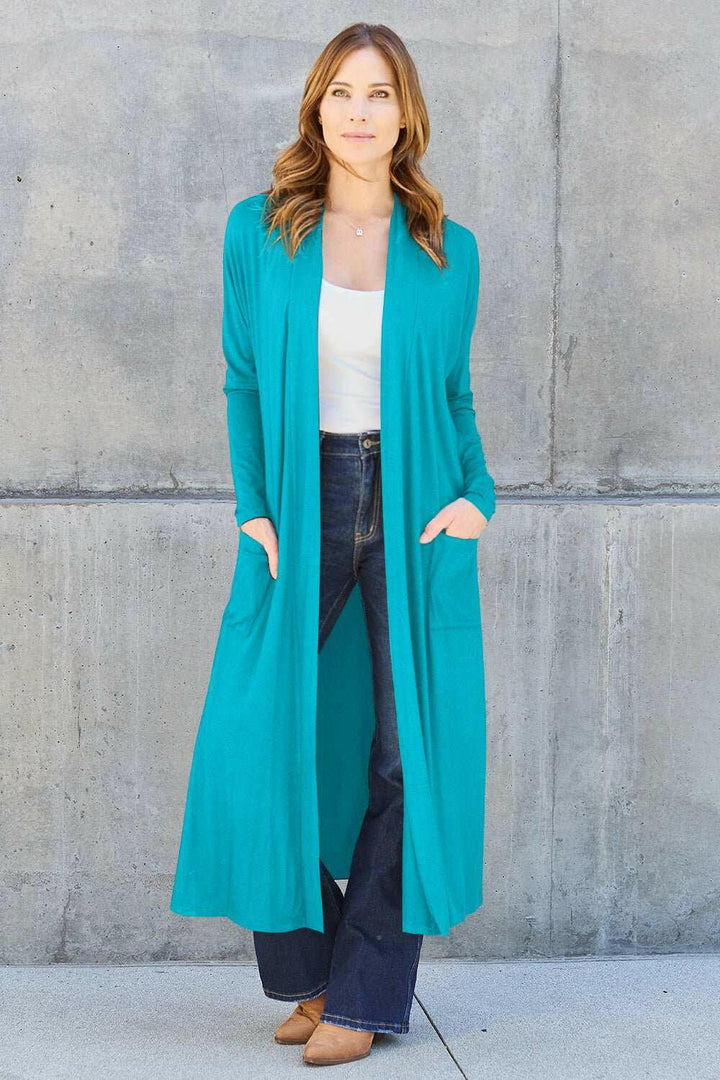 Basic Bae Open Front Long Sleeve Duster - Full Size - The Rogue Daisy