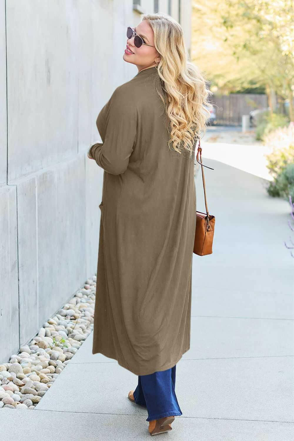 Basic Bae Open Front Long Sleeve Duster - Full Size - The Rogue Daisy