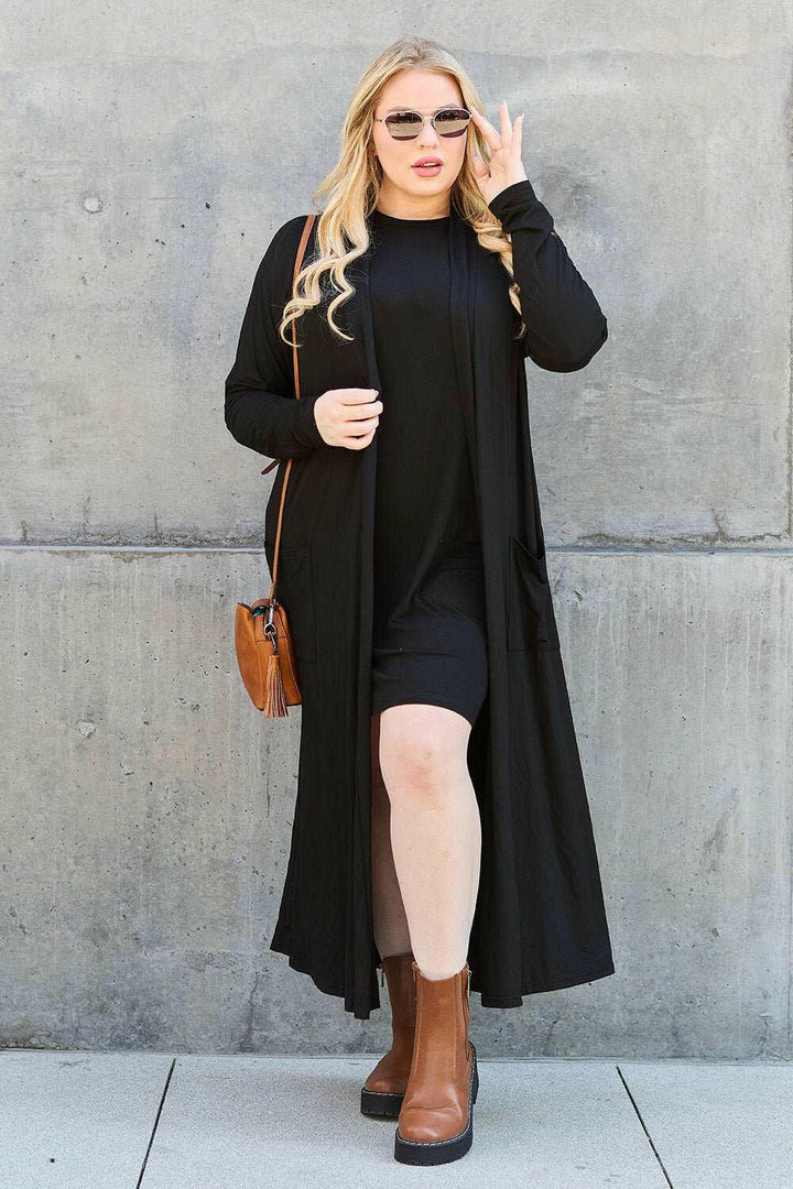 Basic Bae Open Front Long Sleeve Duster - Full Size - The Rogue Daisy