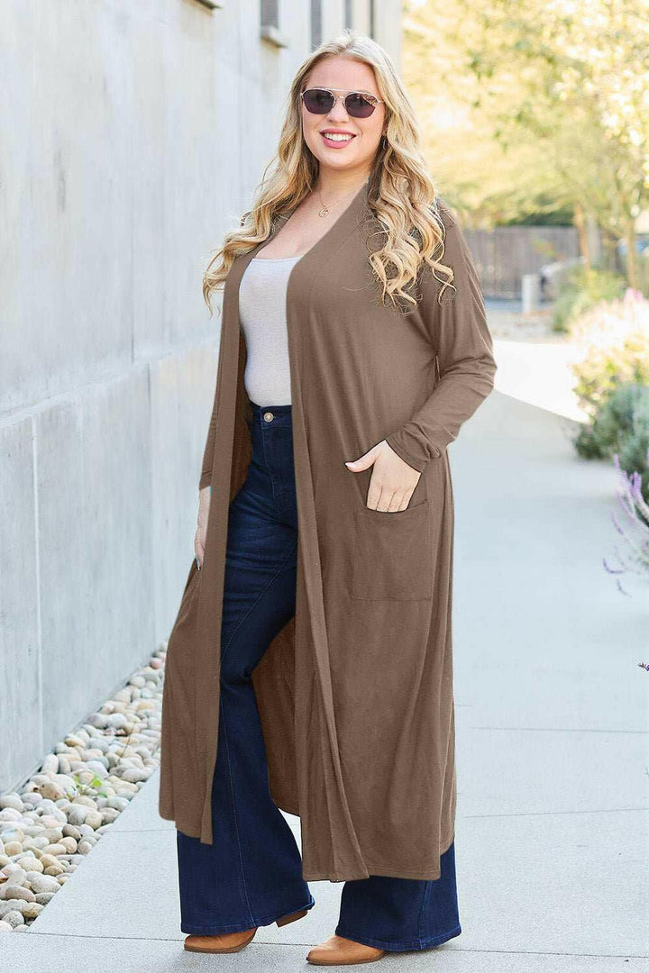 Basic Bae Open Front Long Sleeve Duster - Full Size - The Rogue Daisy