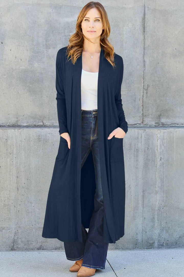 Basic Bae Open Front Long Sleeve Duster - Full Size - The Rogue Daisy