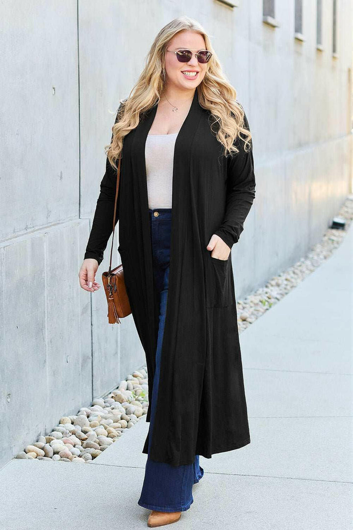 Basic Bae Open Front Long Sleeve Duster - Full Size - The Rogue Daisy