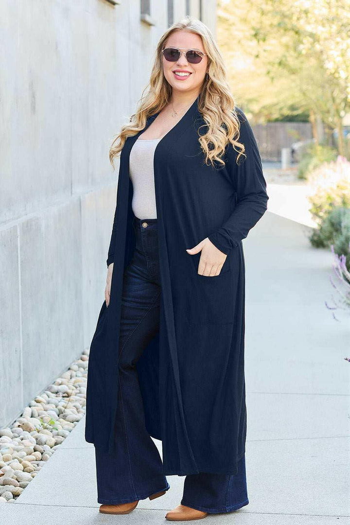 Basic Bae Open Front Long Sleeve Duster - Full Size - The Rogue Daisy