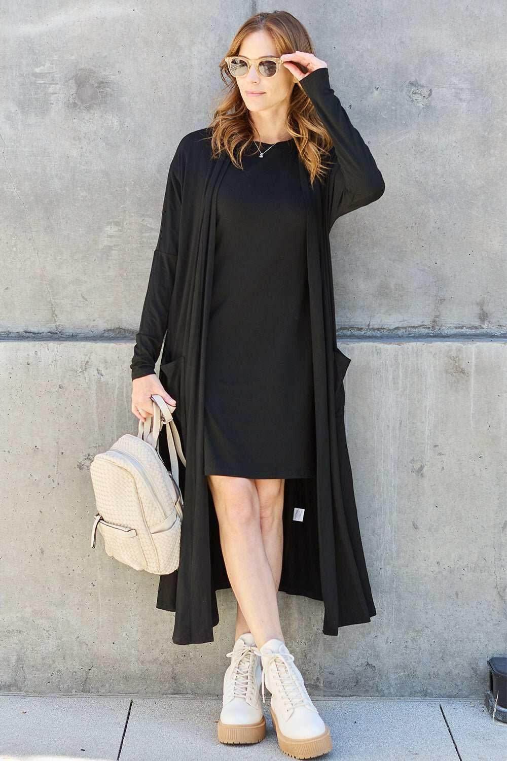 Basic Bae Open Front Long Sleeve Duster - Full Size - The Rogue Daisy