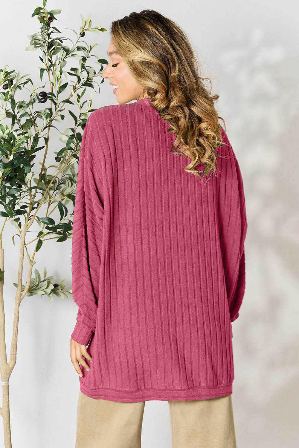 Basic Bae Ribbed Cocoon Cardigan - Full Size - The Rogue Daisy