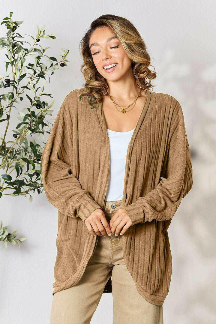 Basic Bae Ribbed Cocoon Cardigan - Full Size - The Rogue Daisy