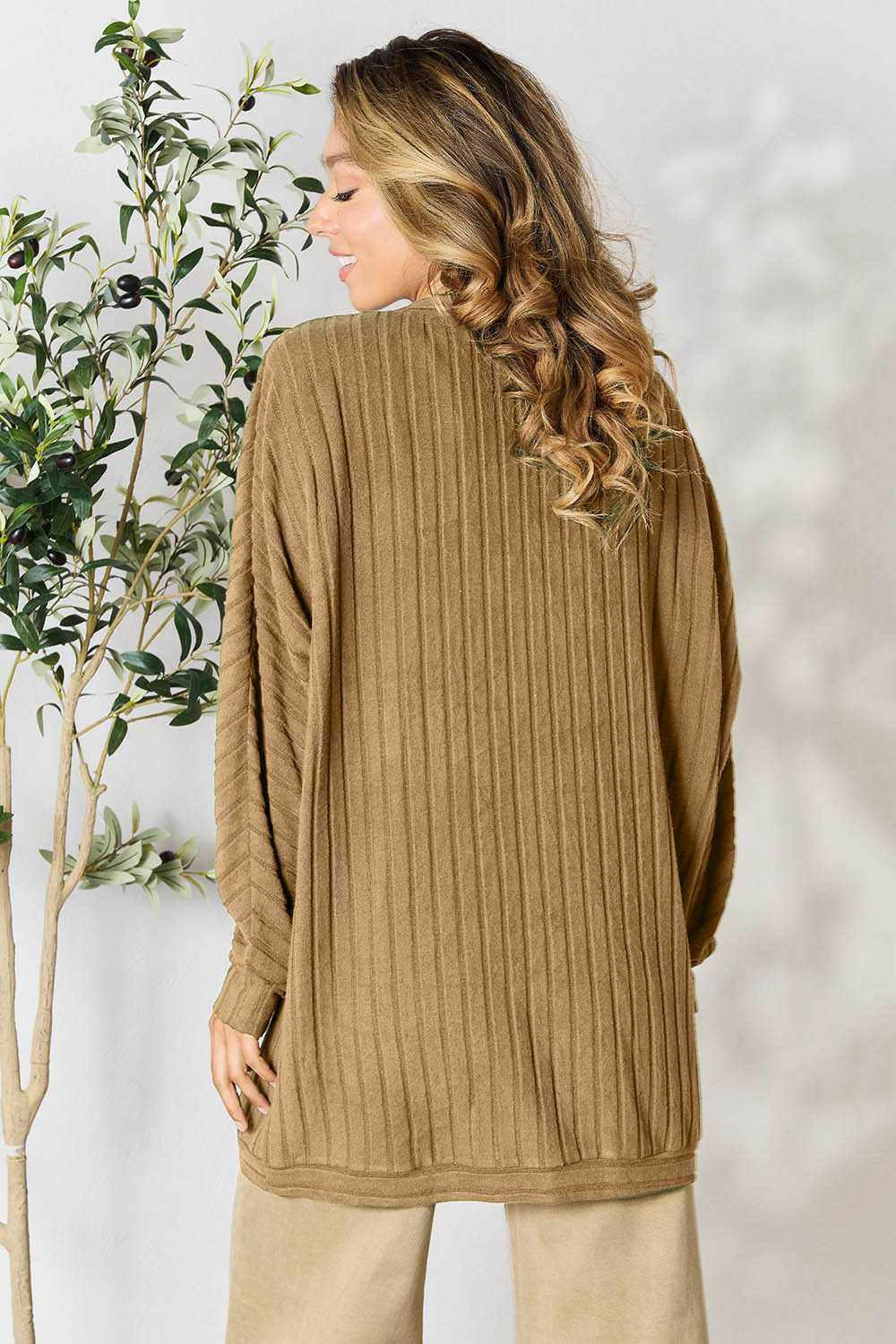 Basic Bae Ribbed Cocoon Cardigan - Full Size - The Rogue Daisy