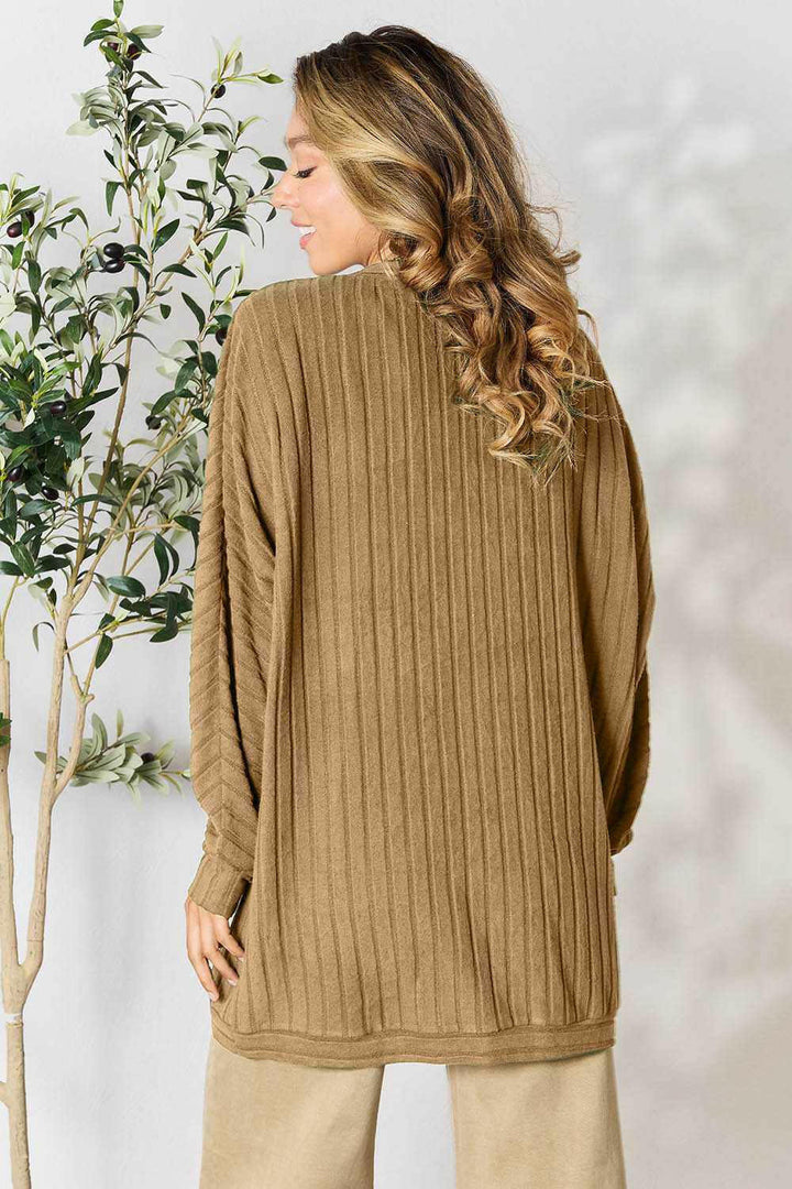 Basic Bae Ribbed Cocoon Cardigan - Full Size - The Rogue Daisy