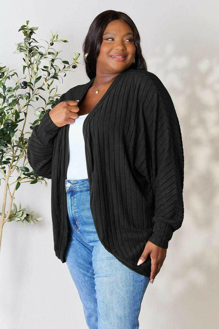 Basic Bae Ribbed Cocoon Cardigan - Full Size - The Rogue Daisy