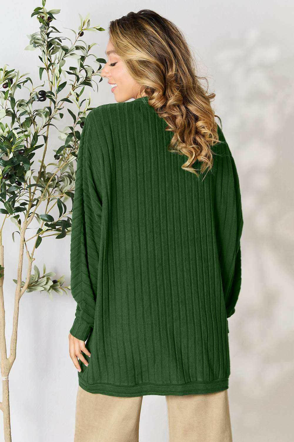 Basic Bae Ribbed Cocoon Cardigan - Full Size - The Rogue Daisy