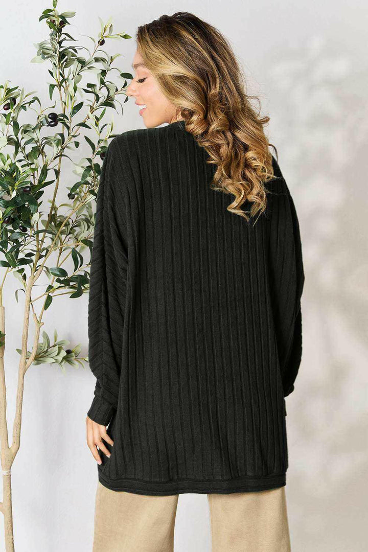 Basic Bae Ribbed Cocoon Cardigan - Full Size - The Rogue Daisy