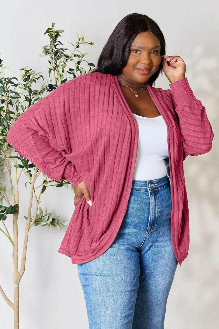 Basic Bae Ribbed Cocoon Cardigan - Full Size - The Rogue Daisy