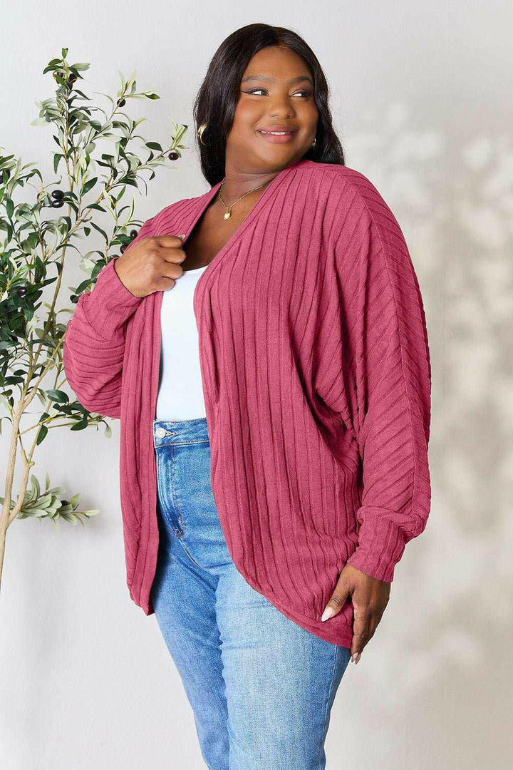 Basic Bae Ribbed Cocoon Cardigan - Full Size - The Rogue Daisy