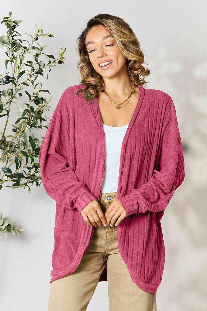 Basic Bae Ribbed Cocoon Cardigan - Full Size - The Rogue Daisy