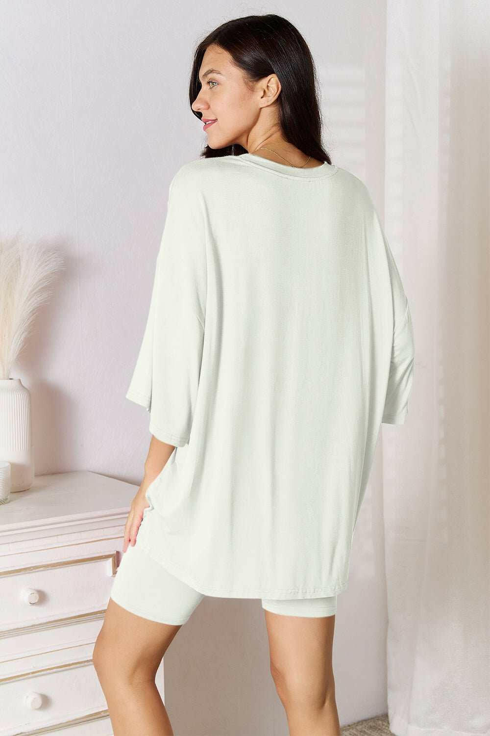 Basic Bae Soft Rayon Three - Quarter Sleeve Top and Shorts Set - Full Size - The Rogue Daisy