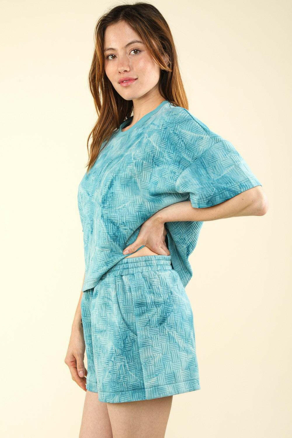 Quilted Crop Top and Shorts Set - Teal - The Rogue Daisy