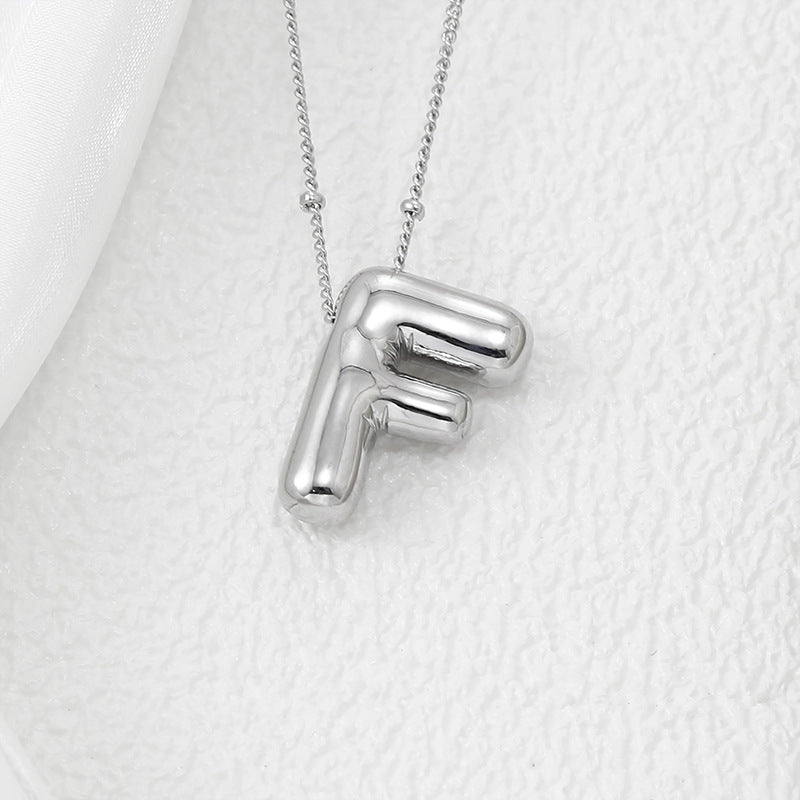 Bubble Letter Pendant Necklace A-L