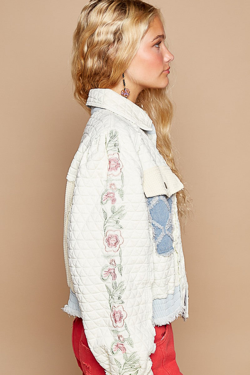 Embroidered Sleeve Quilted Jacket