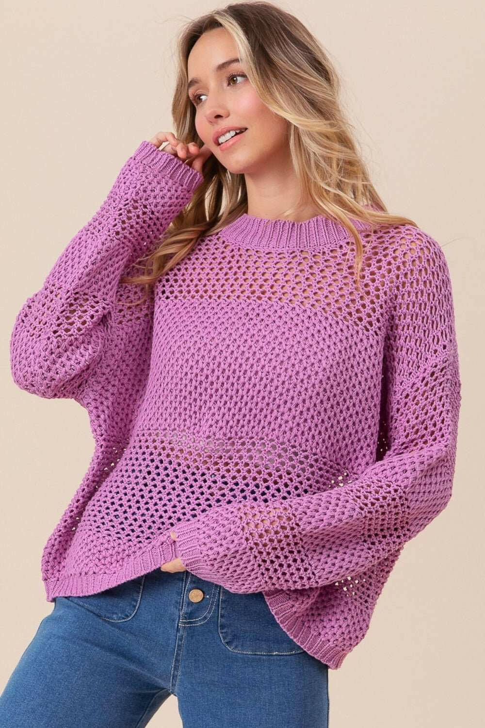 BiBi Openwork Long Sleeve Knit Top - The Rogue Daisy