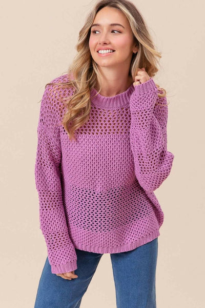 BiBi Openwork Long Sleeve Knit Top - The Rogue Daisy