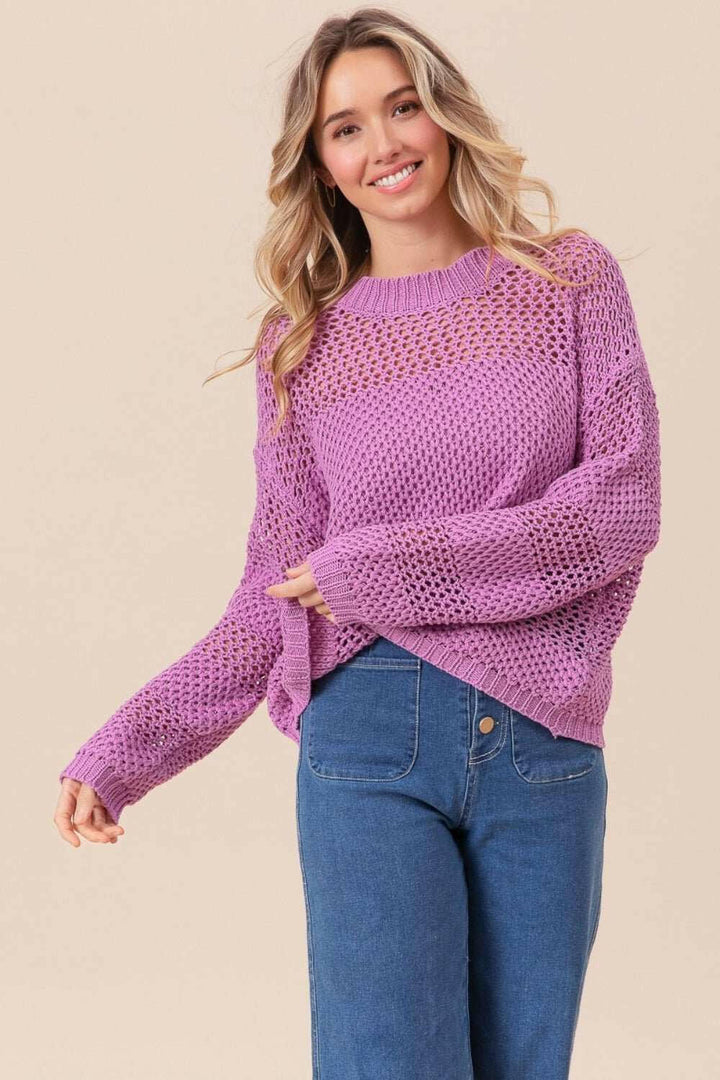 BiBi Openwork Long Sleeve Knit Top - The Rogue Daisy