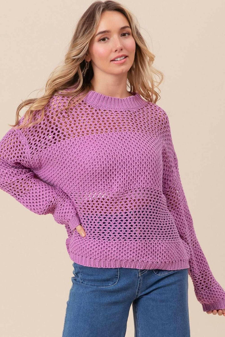 BiBi Openwork Long Sleeve Knit Top - The Rogue Daisy