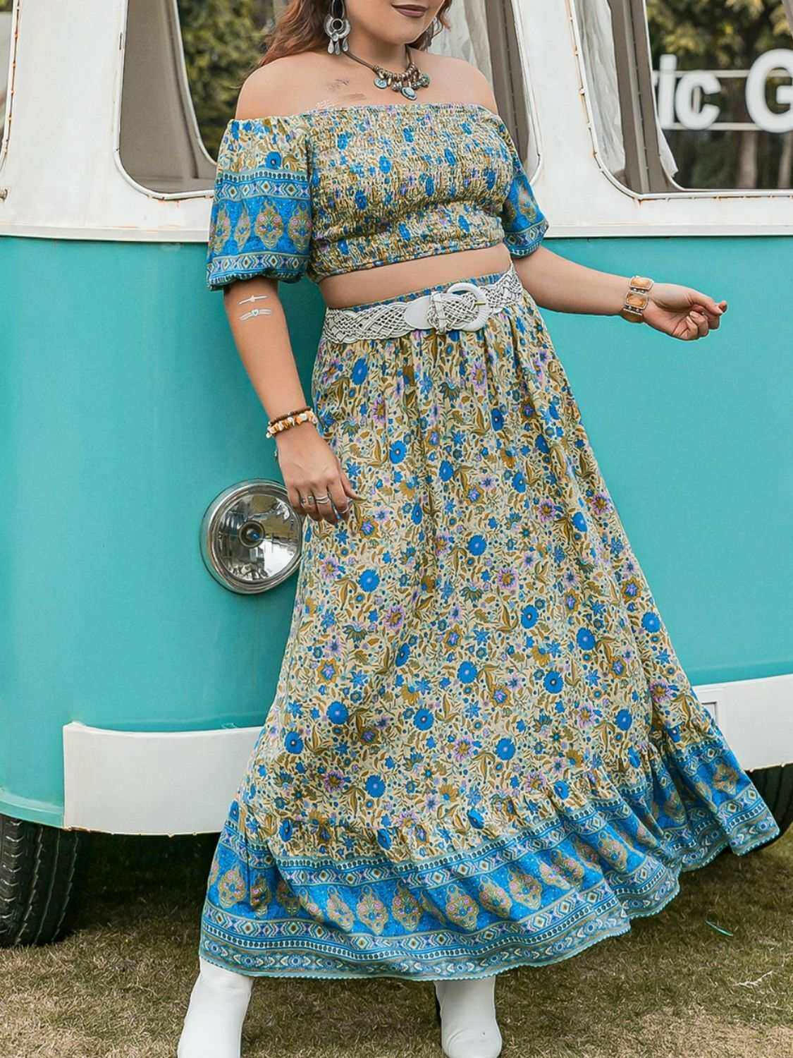 Bohemian Fields Maxi Skirt and Top Two-Piece Set - The Rogue Daisy