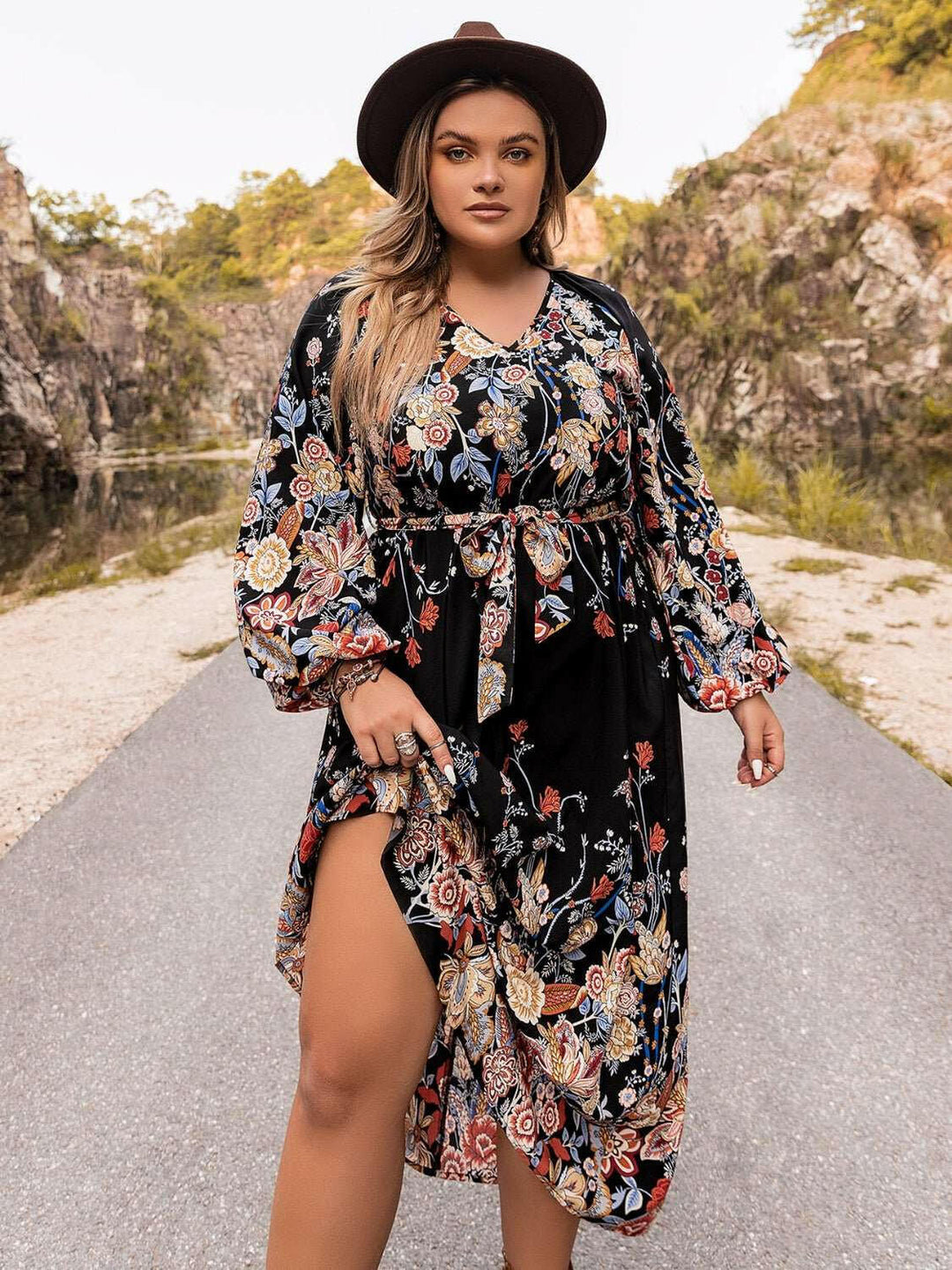 Boho Garden Floral Midi Dress - Plus Size - The Rogue Daisy