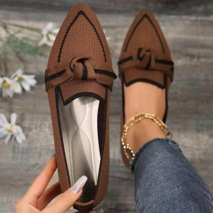 Bow Contrast Trim Point Toe Loafers - The Rogue Daisy