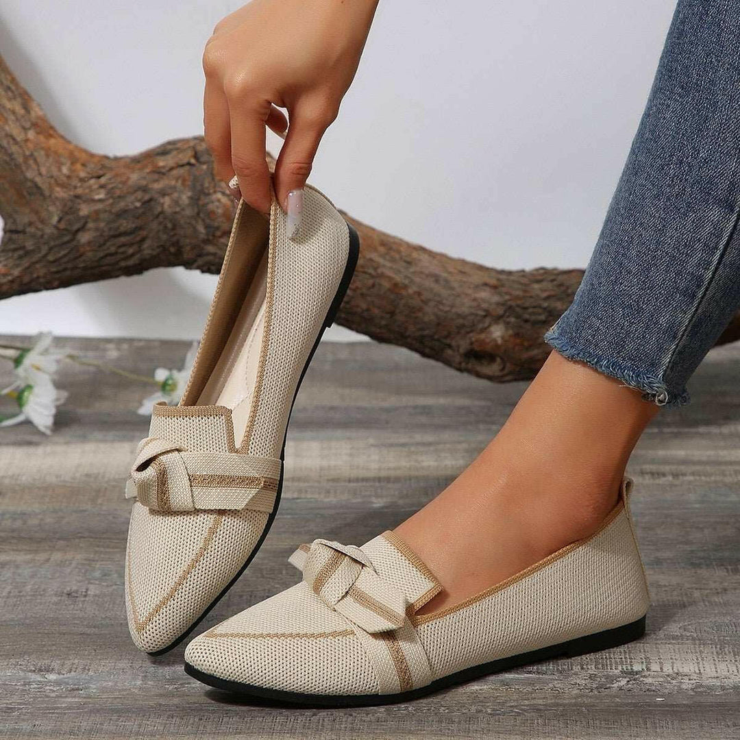 Bow Contrast Trim Point Toe Loafers - The Rogue Daisy