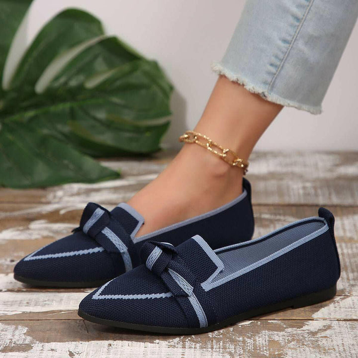 Bow Contrast Trim Point Toe Loafers - The Rogue Daisy