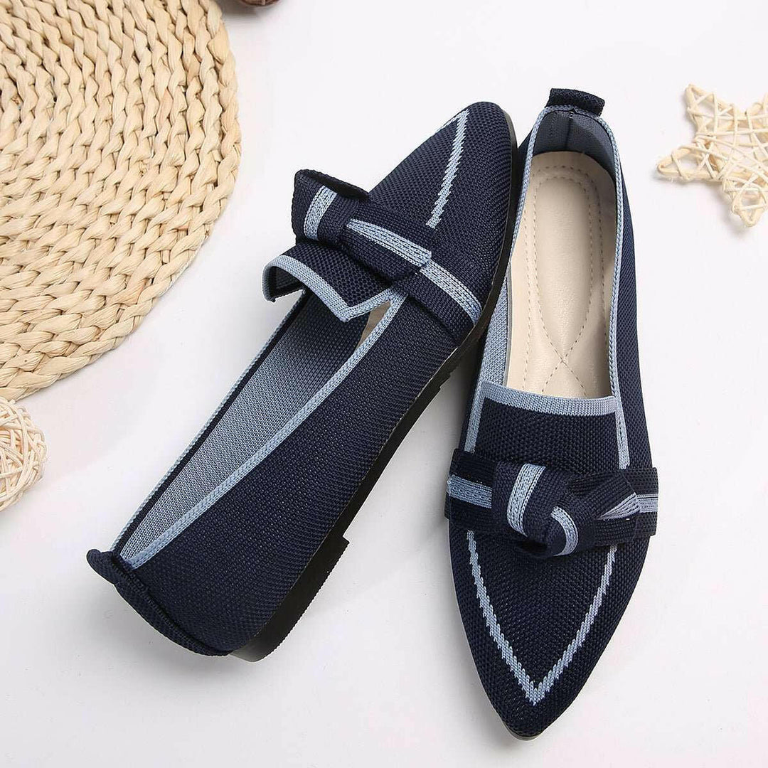 Bow Contrast Trim Point Toe Loafers - The Rogue Daisy