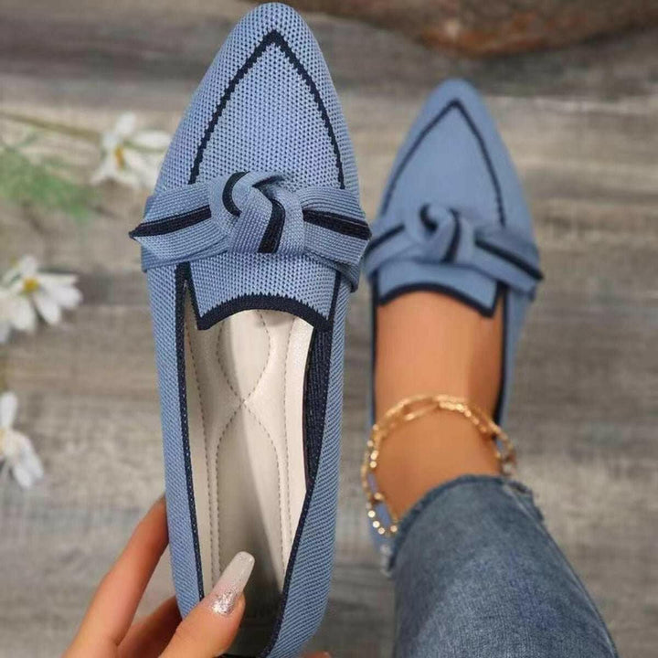 Bow Contrast Trim Point Toe Loafers - The Rogue Daisy