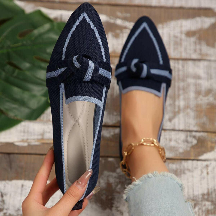 Bow Contrast Trim Point Toe Loafers - The Rogue Daisy