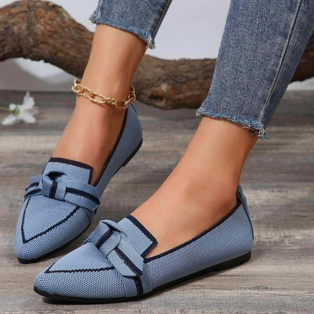 Bow Contrast Trim Point Toe Loafers - The Rogue Daisy