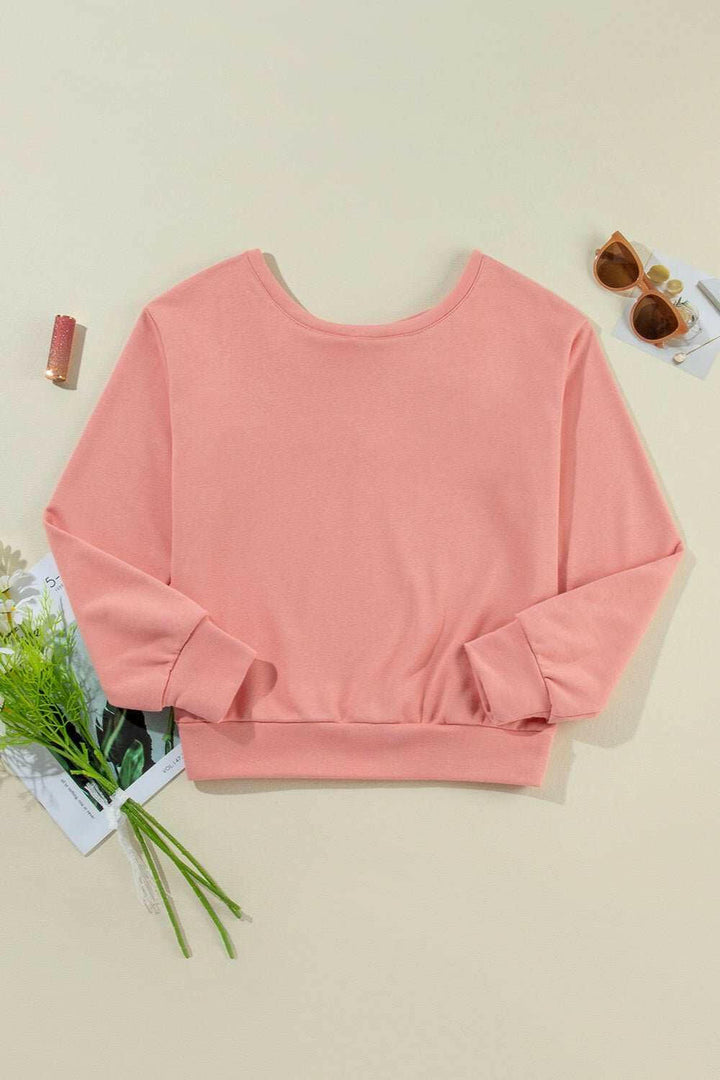 Bow Round Neck Long Sleeve Sweatshirt - The Rogue Daisy